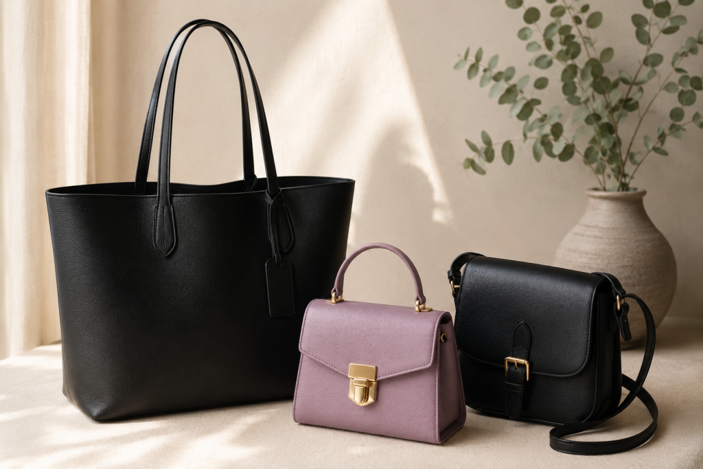 black leather bag